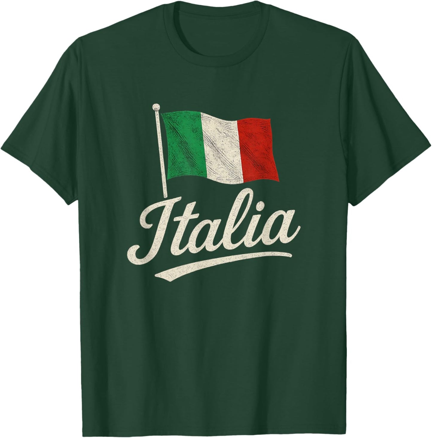 Italy Signature Flag Pole Elegant Patriotic Italian Flag T-Shirt - T-Shirt | Forest