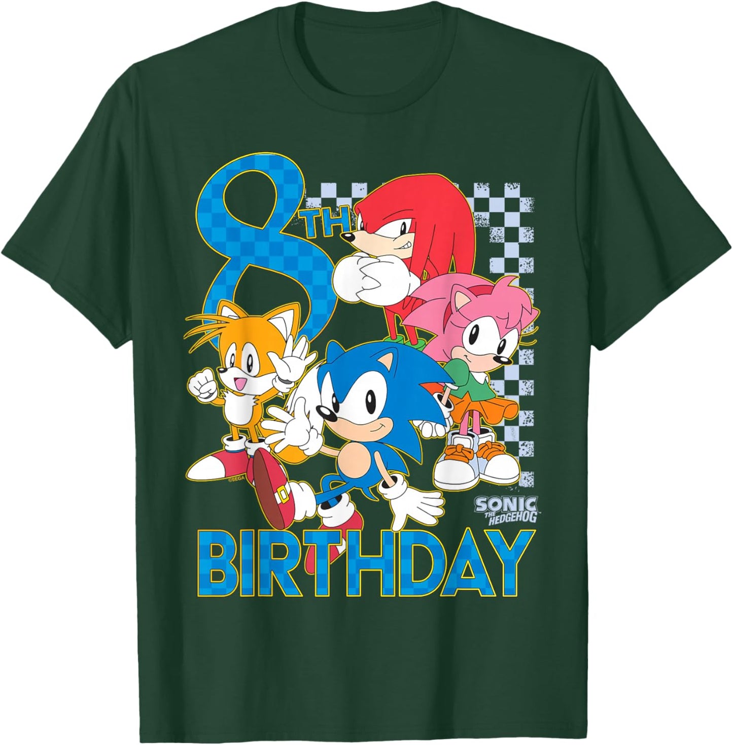 Sonic The Hedgehog 8th Birthday Classic Art Sonic & Friends T-Shirt - T-Shirt | Forest
