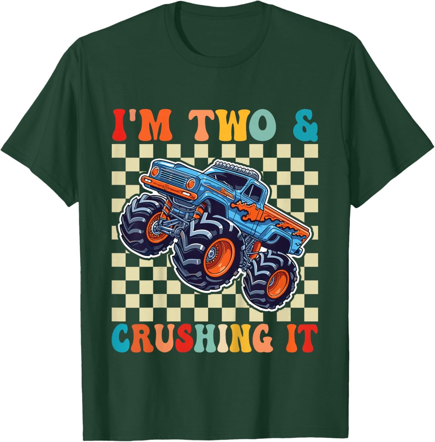 Birthday Monster Truck 2 Year Old Boys 2nd Birthday Party T-Shirt - T-Shirt | Forest
