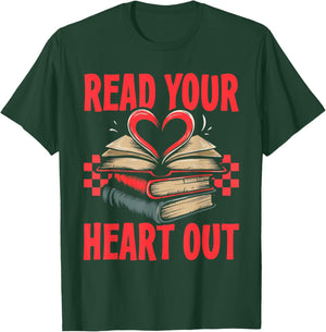 Valentine Book Read Your Heart Out Lover Gift Teens Kids T-Shirt - T-Shirt | Forest