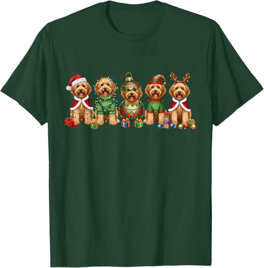 Goldendoodle Dogs Christmas Lights Golden Doodle Dog Lover T-Shirt - T-Shirt | Forest