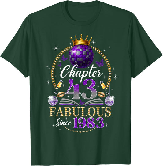 Chapter 43 Since 1983 Purple Disco Ball 43rd Birthday Women T-Shirt - T-Shirt | Forest