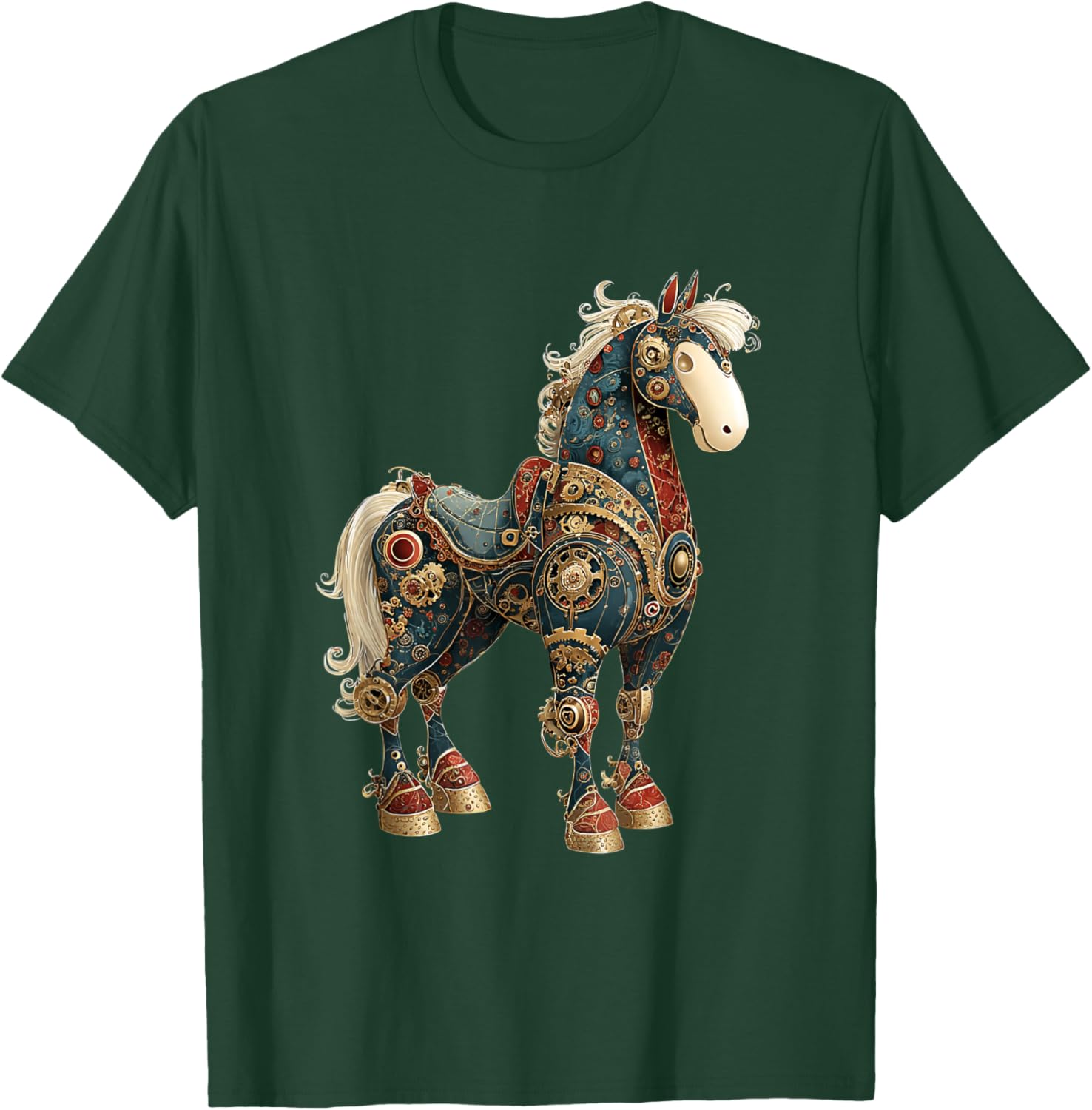 Steampunk Christmas Horse Women Men Kids Steampunk Horse T-Shirt - T-Shirt | Forest