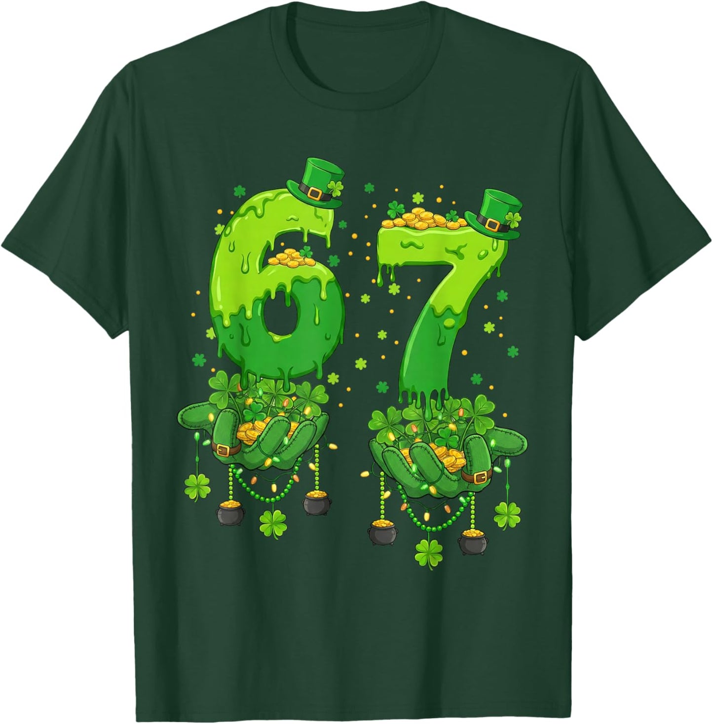 67 Meme Shamrocks Six Seven Shamrocks 6-7 St Patrick's Day T-Shirt - T-Shirt | Forest