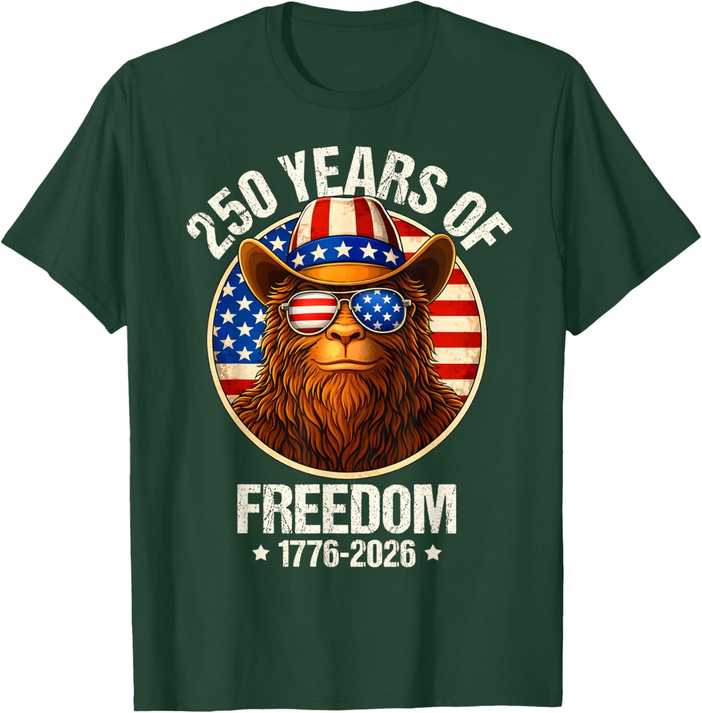 250 Years of Freedom Bigfoot Sasquatch 250th Anniversary T-Shirt - T-Shirt | Forest
