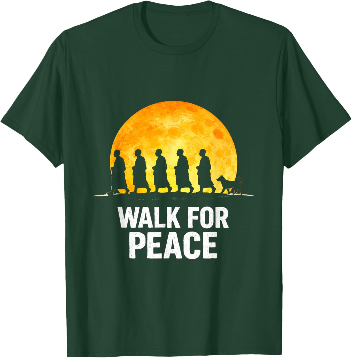 Walk for Aloka Peace Walking Monks Zen Art T-Shirt - T-Shirt | Forest