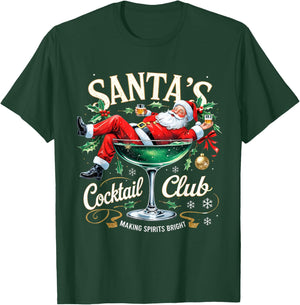 Santa’s Cocktail Club Christmas Party Design T-Shirt - T-Shirt | Forest