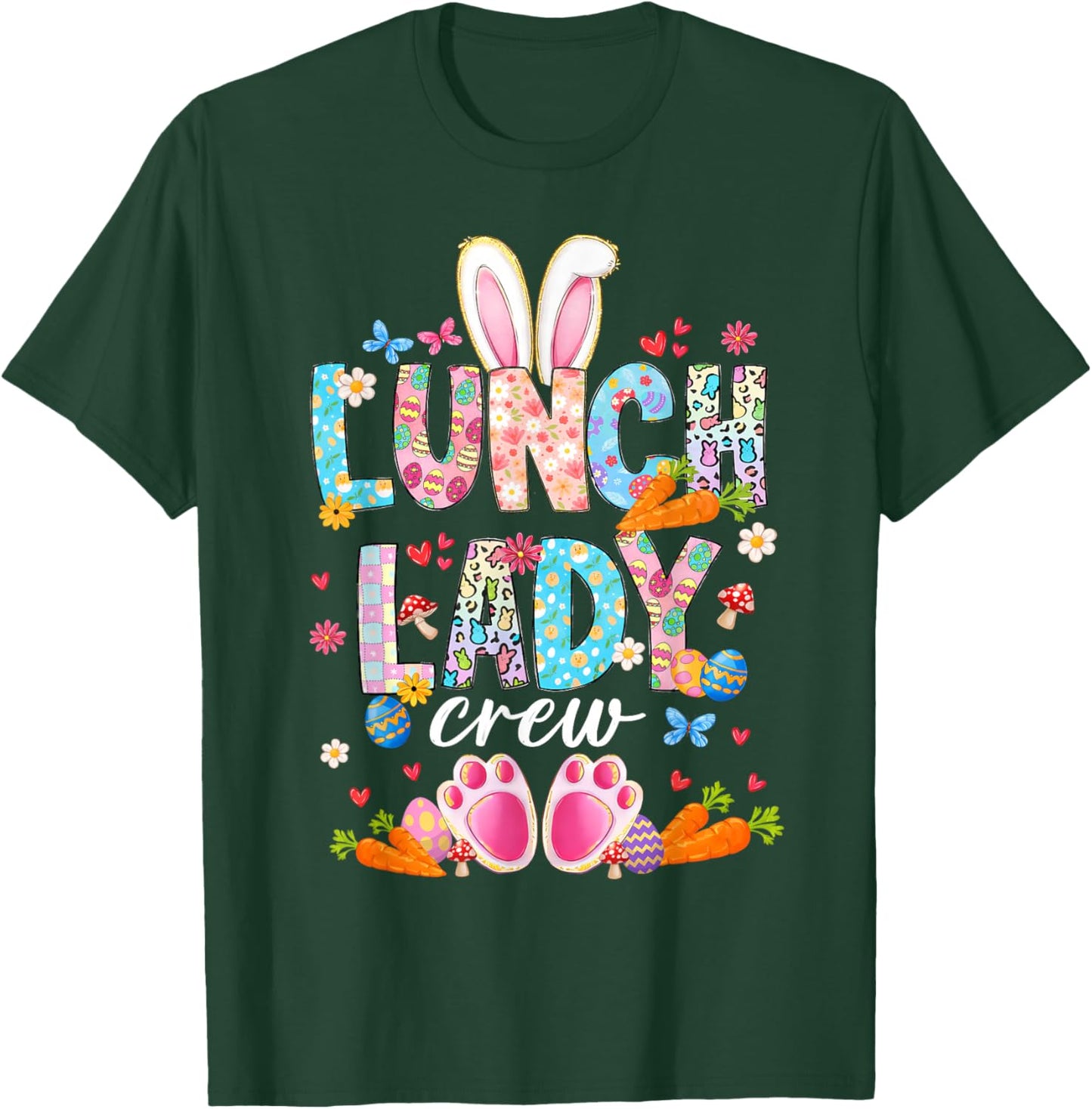 Lunch Lady Crew Funny Bunny Lunch Lady Cafeteria Easter Day T-Shirt - T-Shirt | Forest