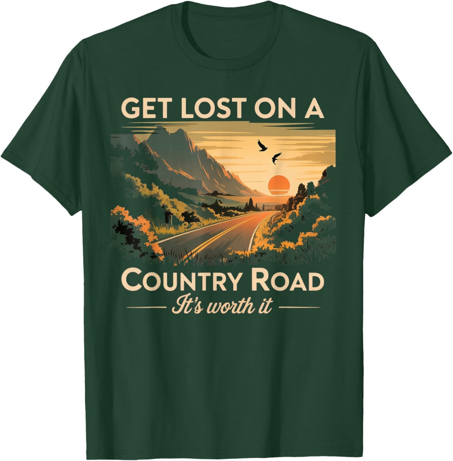 Lost On A Country Roads Mountain Vintage Country Roads T-Shirt - T-Shirt | Forest