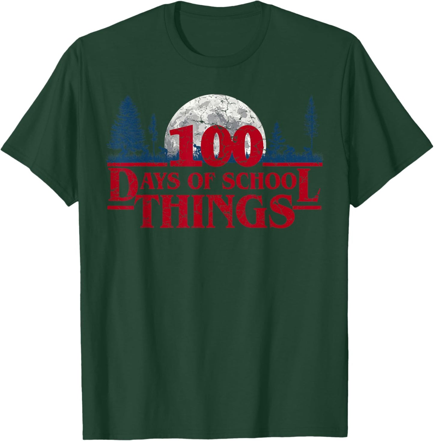 100 Days of School Things Retro Vintage School Funny Teacher T-Shirt - T-Shirt | Forest