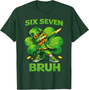 Six Seven Bruh 67 Meme St Patricks Day Teens Boys Girls Kids T-Shirt - T-Shirt | Forest