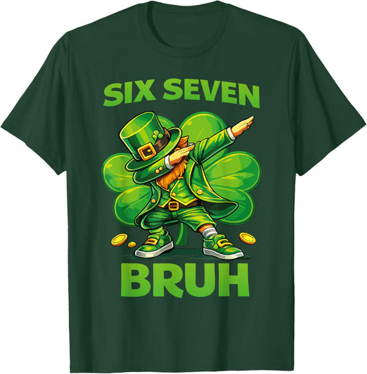 Six Seven Bruh 67 Meme St Patricks Day Teens Boys Girls Kids T-Shirt - T-Shirt | Forest
