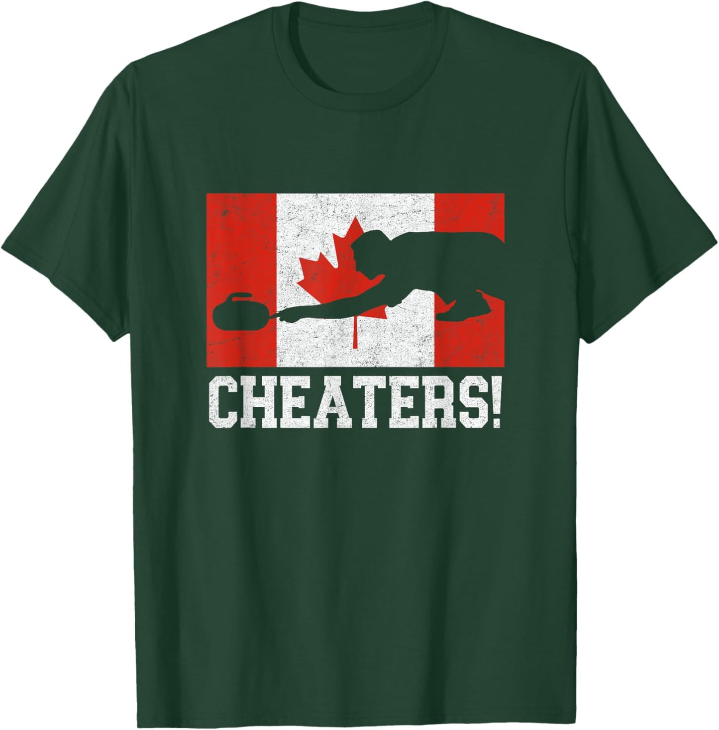 Canada Curling Cheater Canadian Flag T-Shirt - T-Shirt | Forest