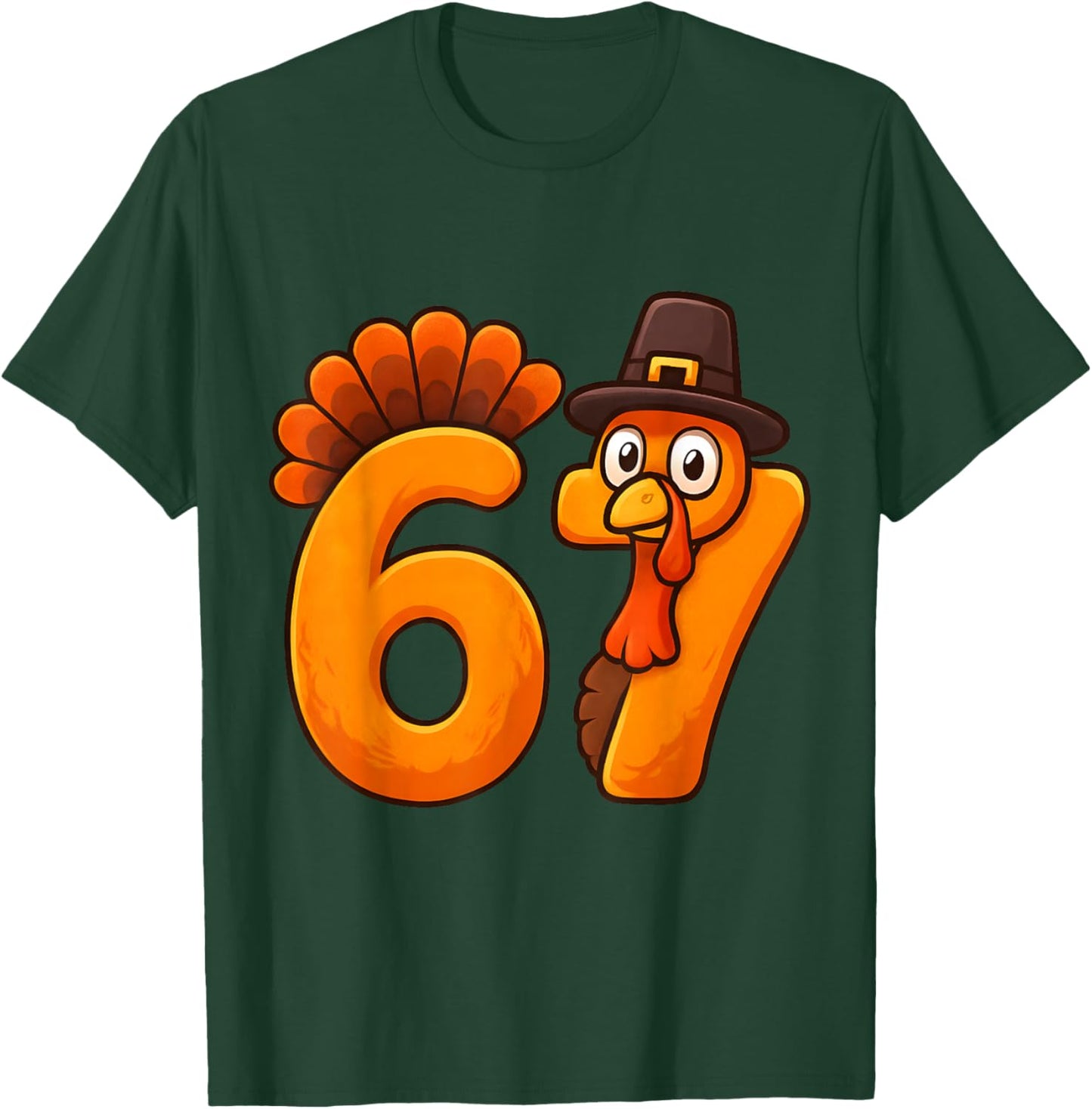 Funny Thanksgiving Turkey 67 Six Seven Meme Boys Girls Kids T-Shirt - T-Shirt | Forest