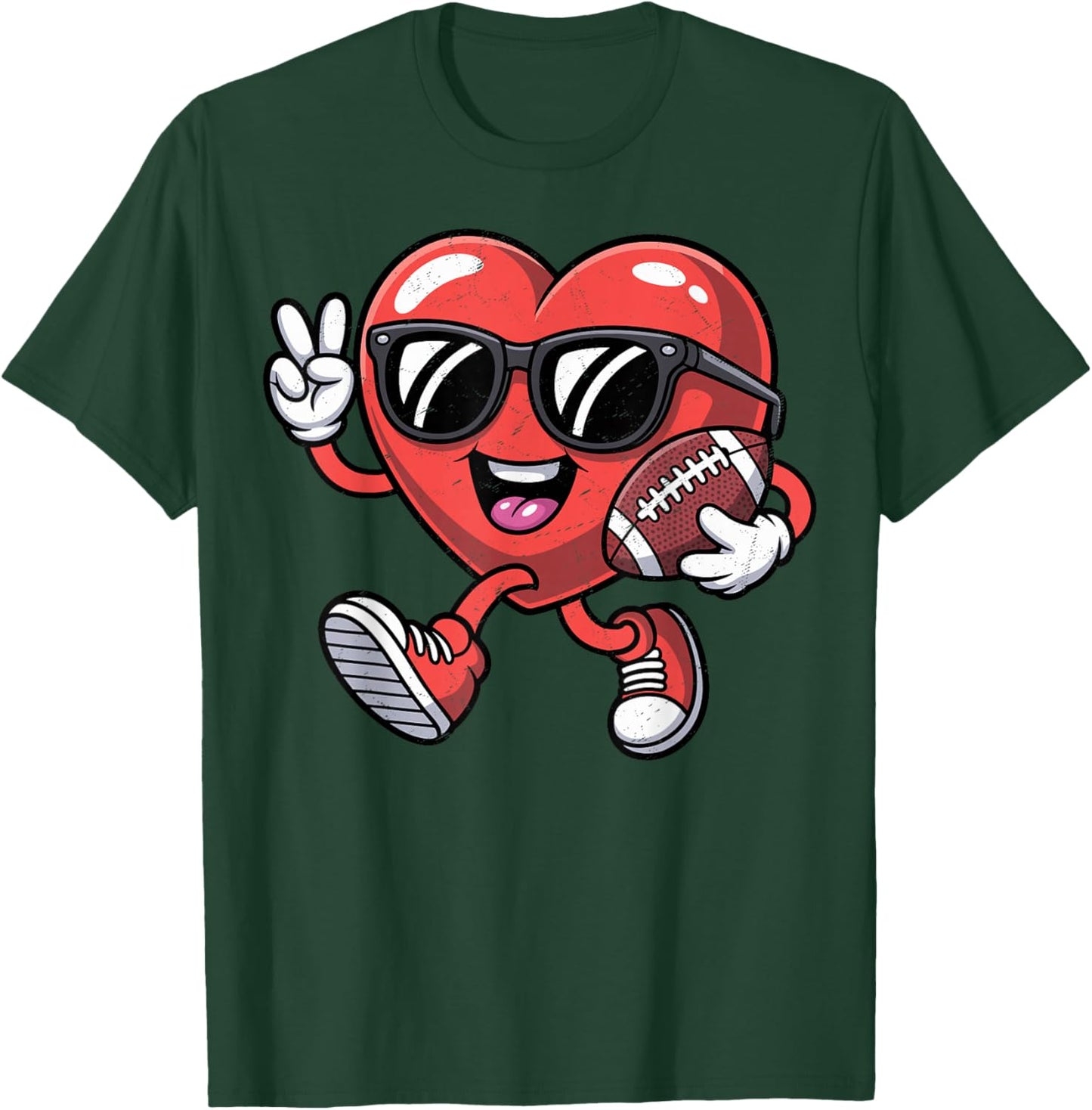 Valentines Day Football Heart Boys Men Kids Sports T-Shirt - T-Shirt | Forest