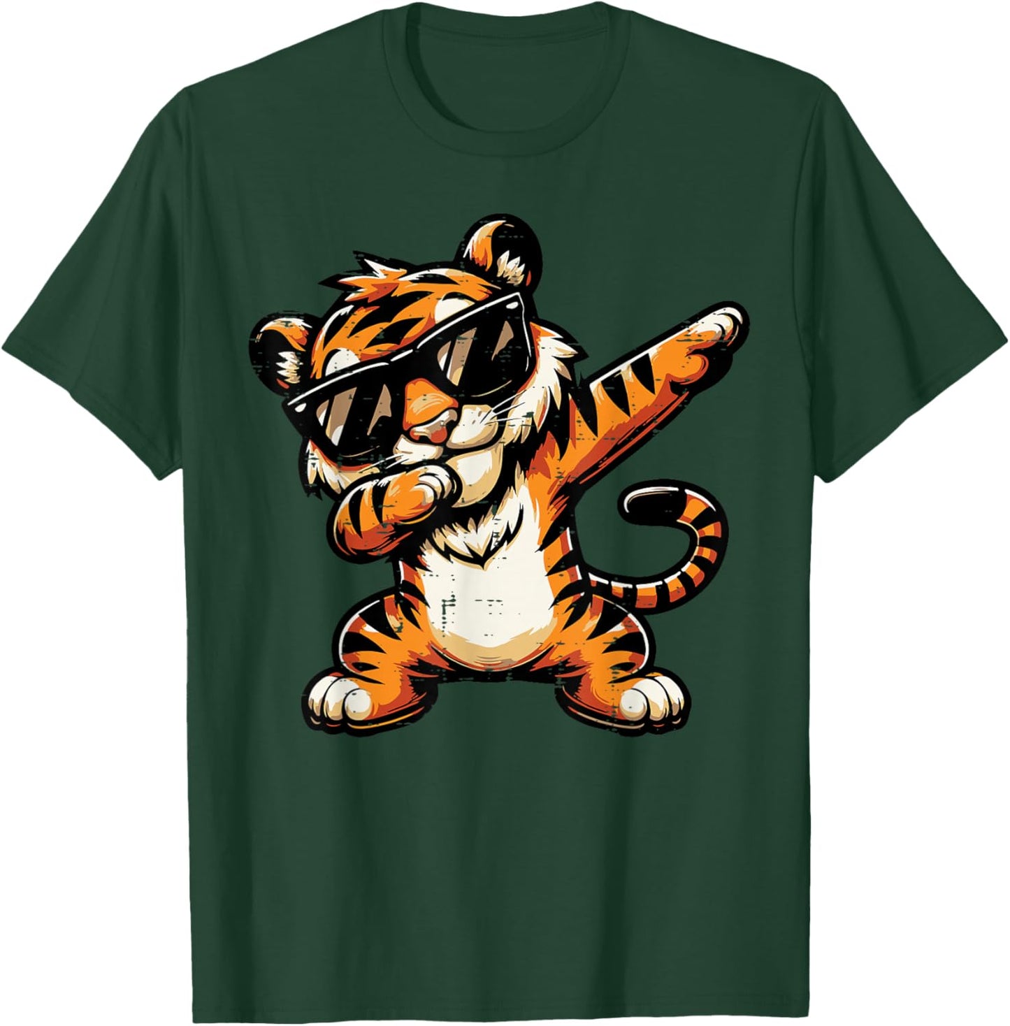 Dabbing Tiger Funny Girls Youth Teen Kids Men Boys Women T-Shirt - T-Shirt | Forest