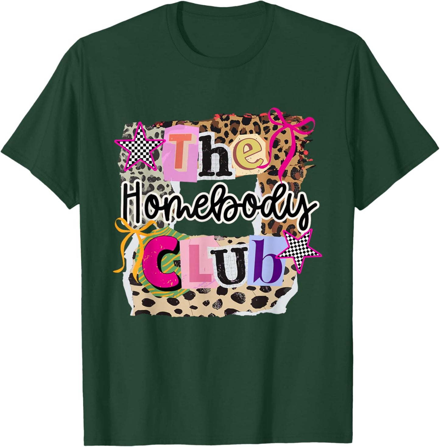 The Homebody Club Collage Leopard Home Lover Girly T-Shirt - T-Shirt | Forest