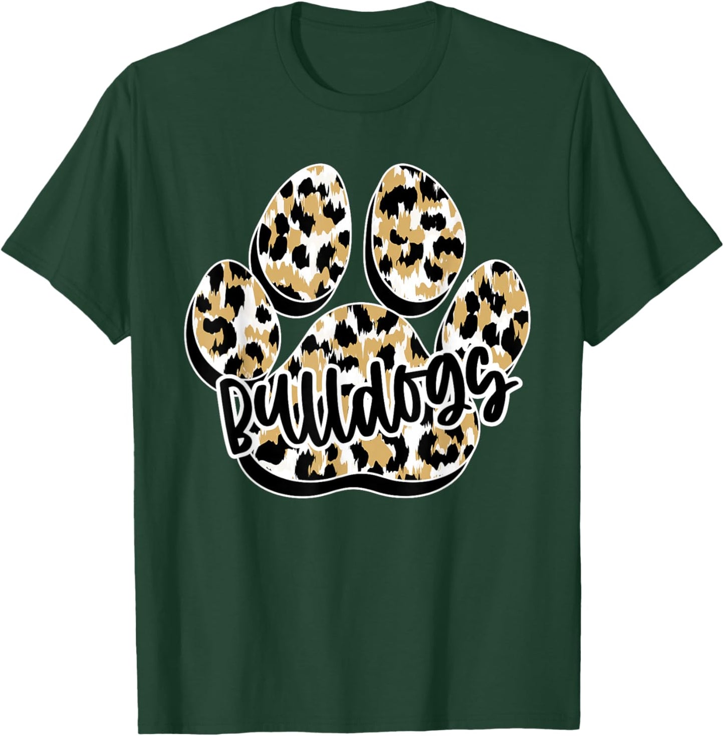 Gold Bulldogs Leopard Paw Print Leopard School Mascot T-Shirt - T-Shirt | Forest