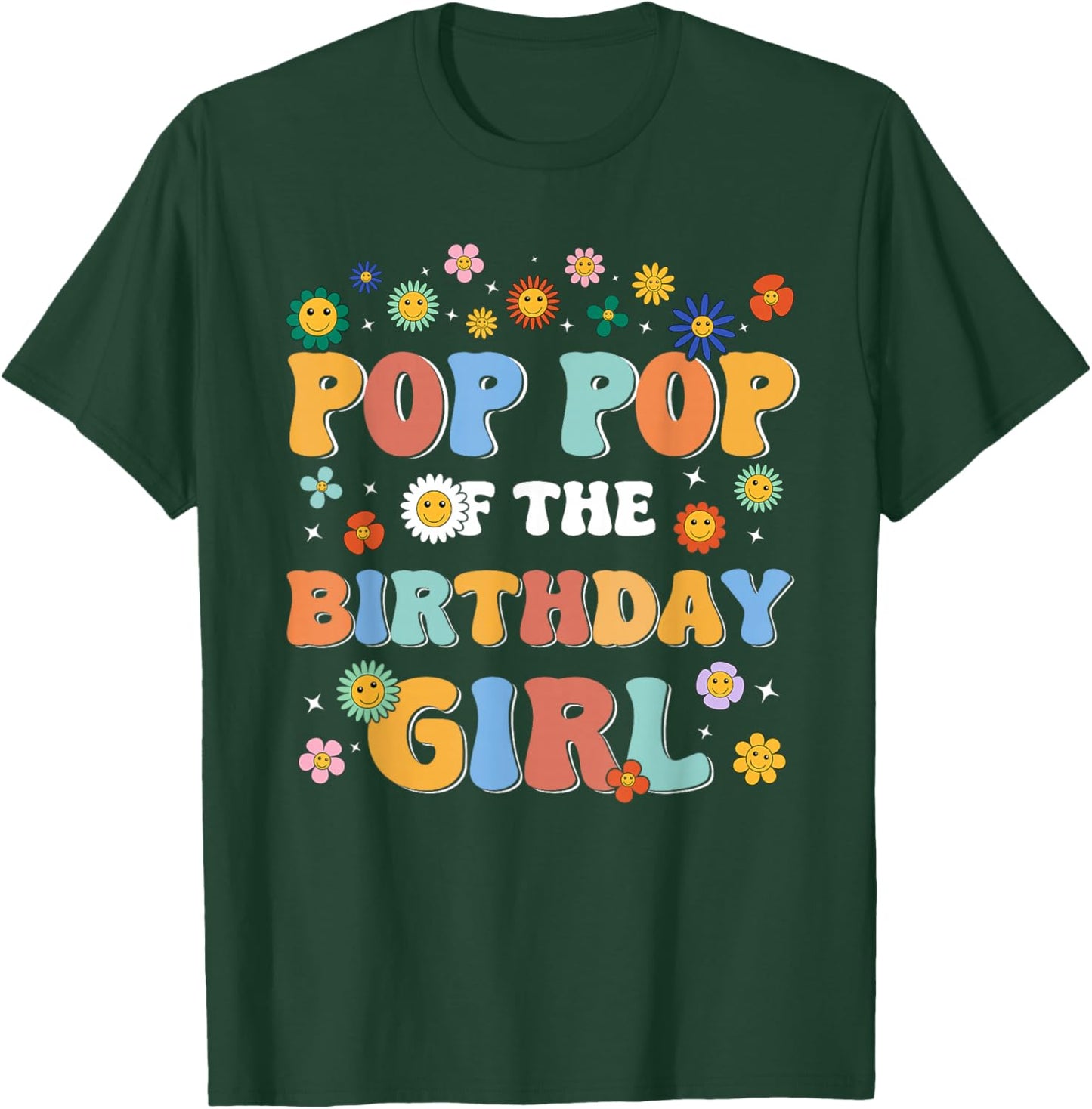 Pop Pop of The Birthday Girl Family Groovy Birthday Party T-Shirt - T-Shirt | Forest