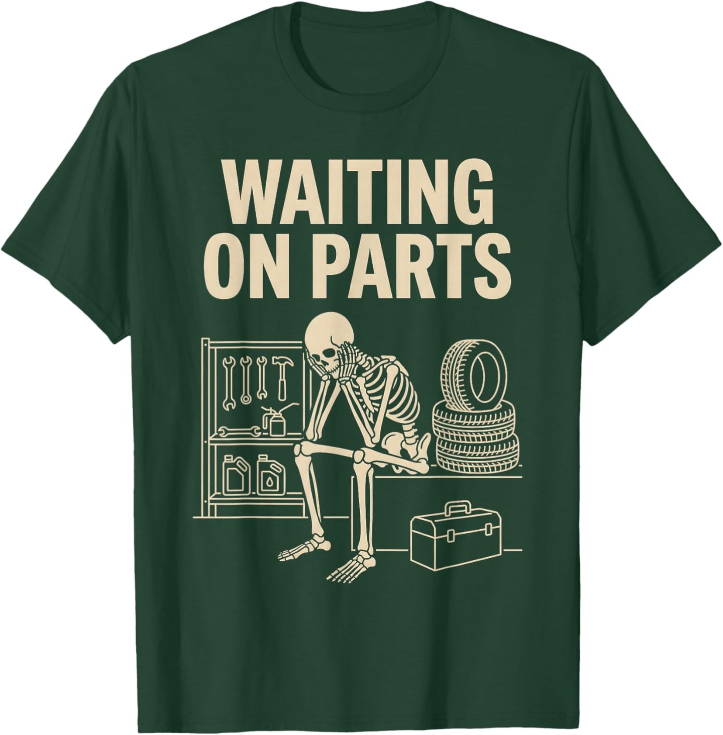 Vintage Waiting on Parts Car Garage Mechanic Wrench Humor T-Shirt - T-Shirt | Forest