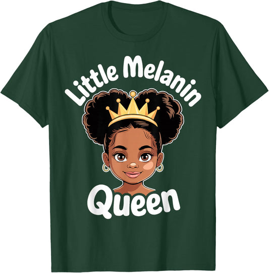 Little Melanin Queen African Girl Black History Month T-Shirt - T-Shirt | Forest
