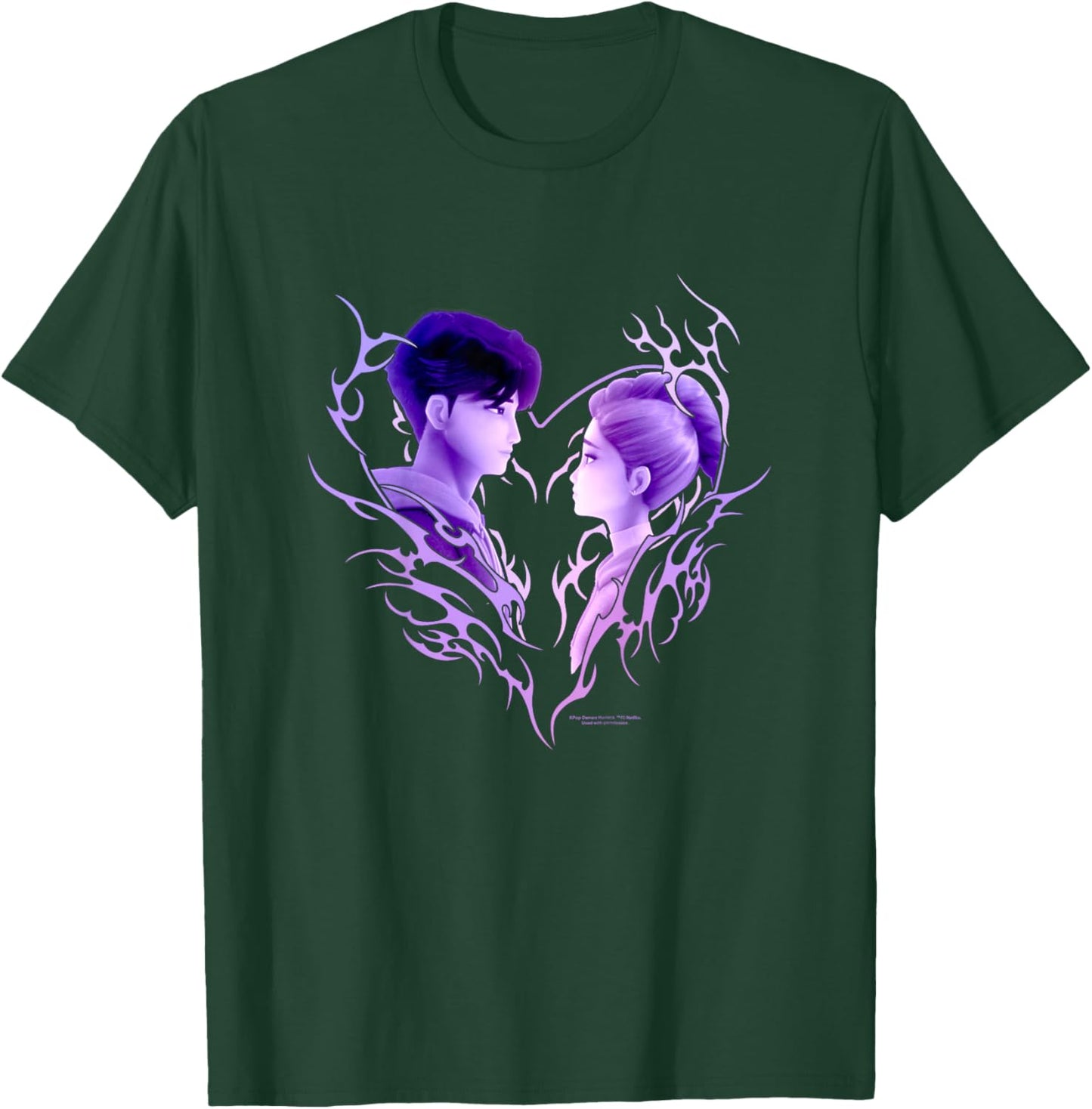 Kpop Demon Hunters Jinu & Rumi Heart Portrait T-Shirt - T-Shirt | Forest