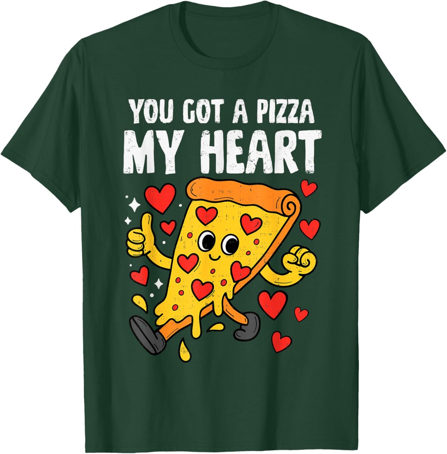Pizza Heart Funny Valentines Day Men Women Girls Boys Kids T-Shirt - T-Shirt | Forest