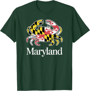 Maryland Crab State Flag Graphic T-Shirt - T-Shirt | Forest