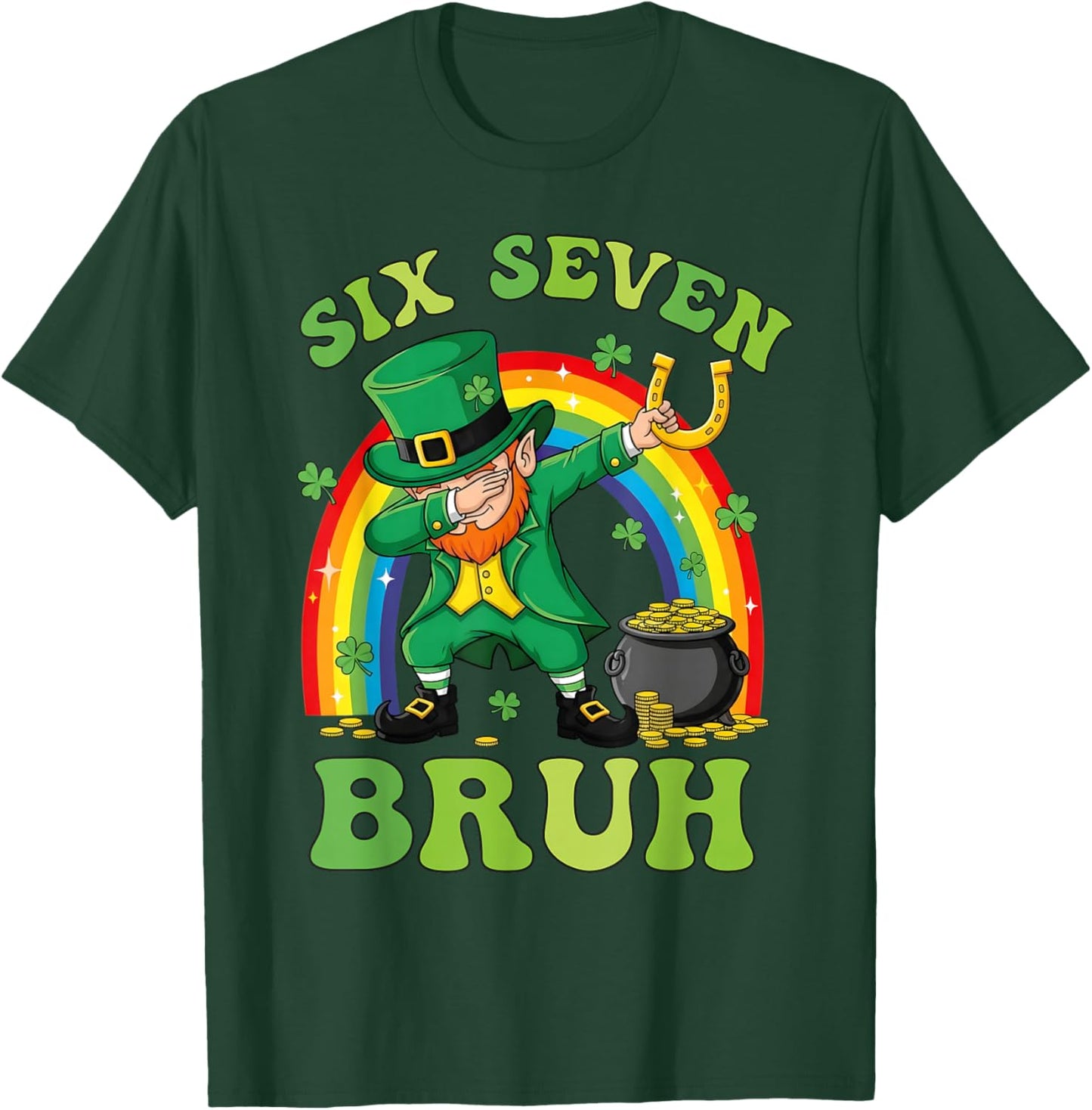 Funny Leprechaun Six Seven Bruh St Patricks Day Meme 67 Kids T-Shirt - T-Shirt | Forest