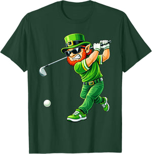 Golf Saint Patricks Day Boys Kids Sport Green Shamrock T-Shirt - T-Shirt | Forest