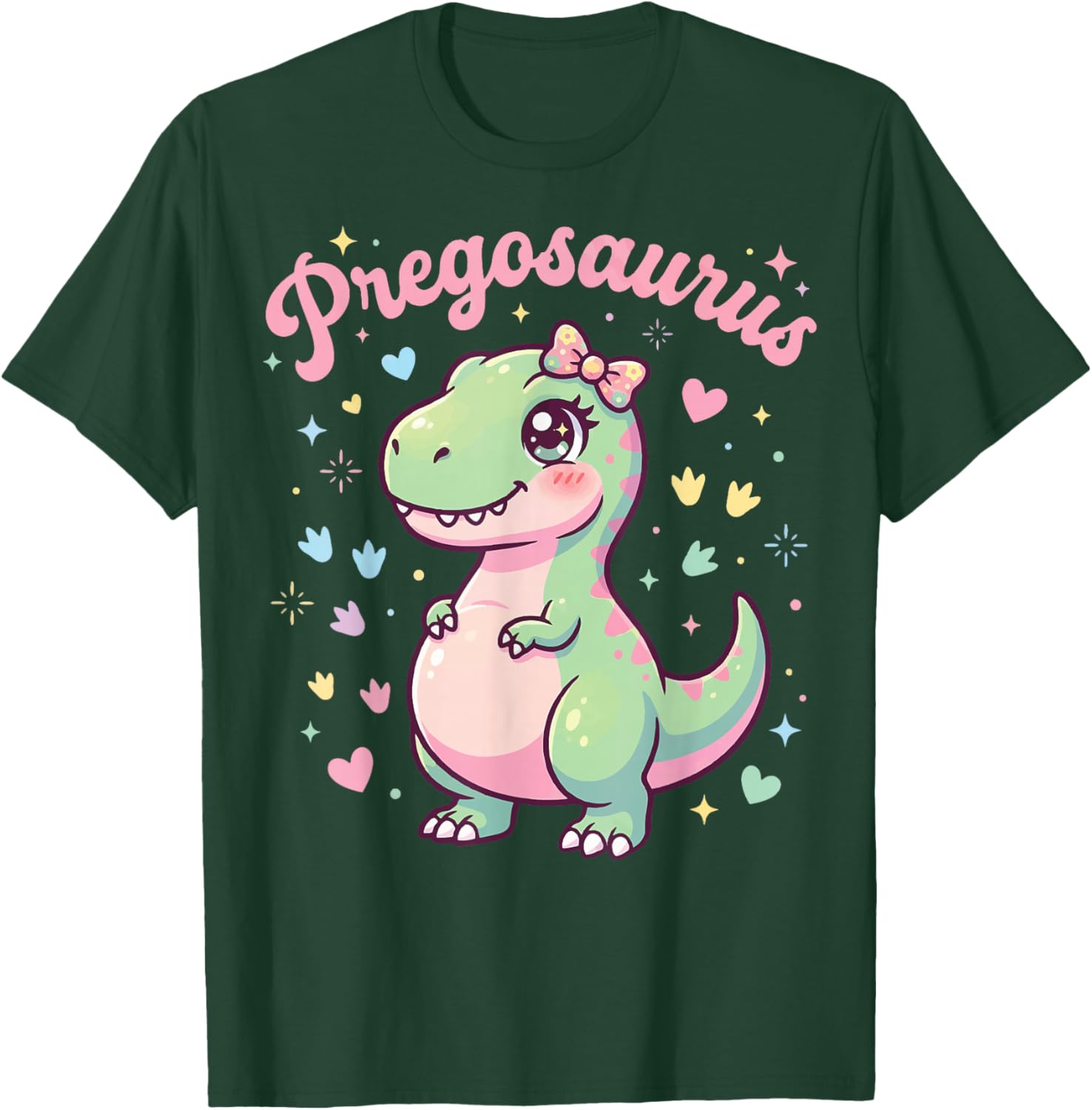 Pregosaurus Pregnant Mom Dinosaur T-Shirt - T-Shirt | Forest