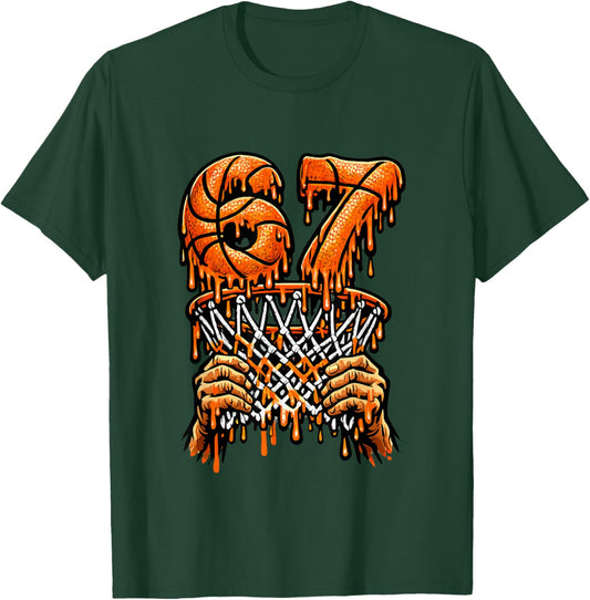67 Meme Six Seven 6 7 Meme Funny Basketball Drip T-Shirt - T-Shirt | Forest
