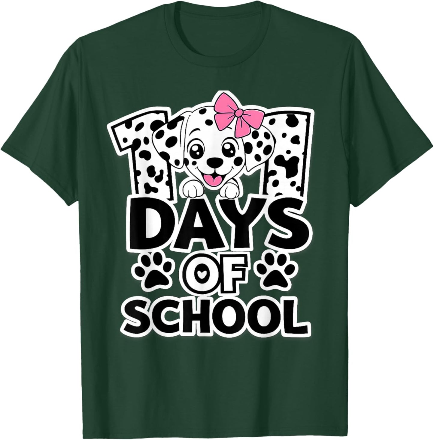 101 Days of School Dog 101 Days Brighter Teacher Girl Boy T-Shirt - T-Shirt | Forest