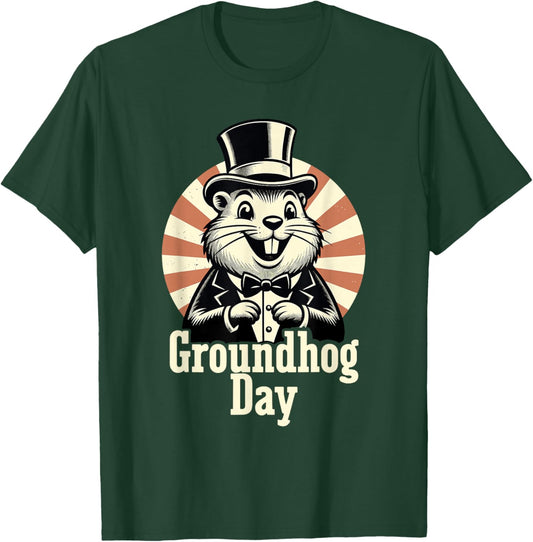 Punxy Phil's Groundhog Day February 2nd Holiday Retro T-Shirt - T-Shirt | Forest
