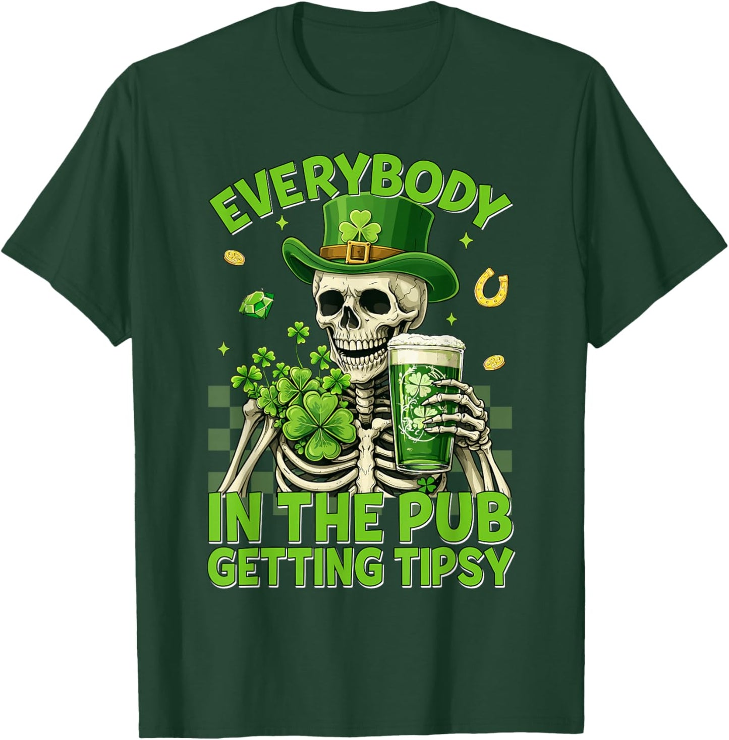 Everybody Irish Skeleton Funny St Patricks Day Men Women T-Shirt - T-Shirt | Forest