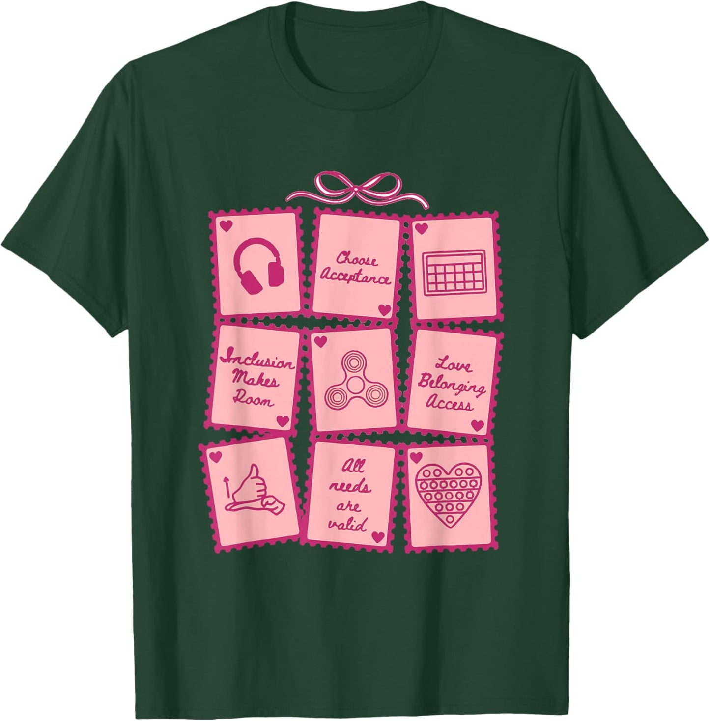 Advocacy Inclusion Valentine Stamp Special Education Teacher T-Shirt - T-Shirt | Forest