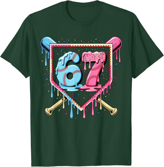 Baseball 67 Ice Cream Drip Funny Six Seven Meme Boy Girl Kid T-Shirt - T-Shirt | Forest