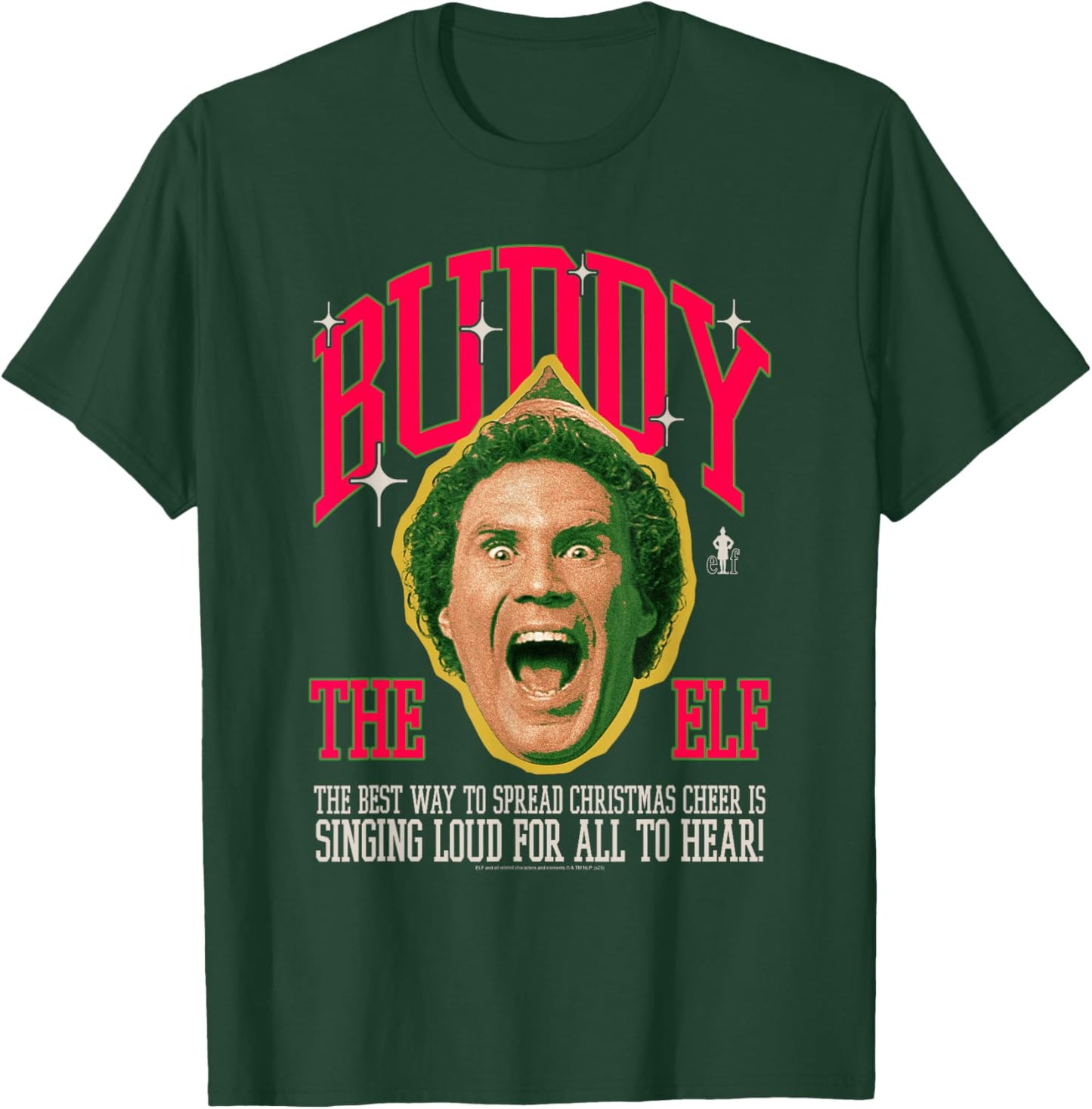 Elf Buddy Collegiate Quote and Portrait Christmas Movie T-Shirt - T-Shirt | Forest