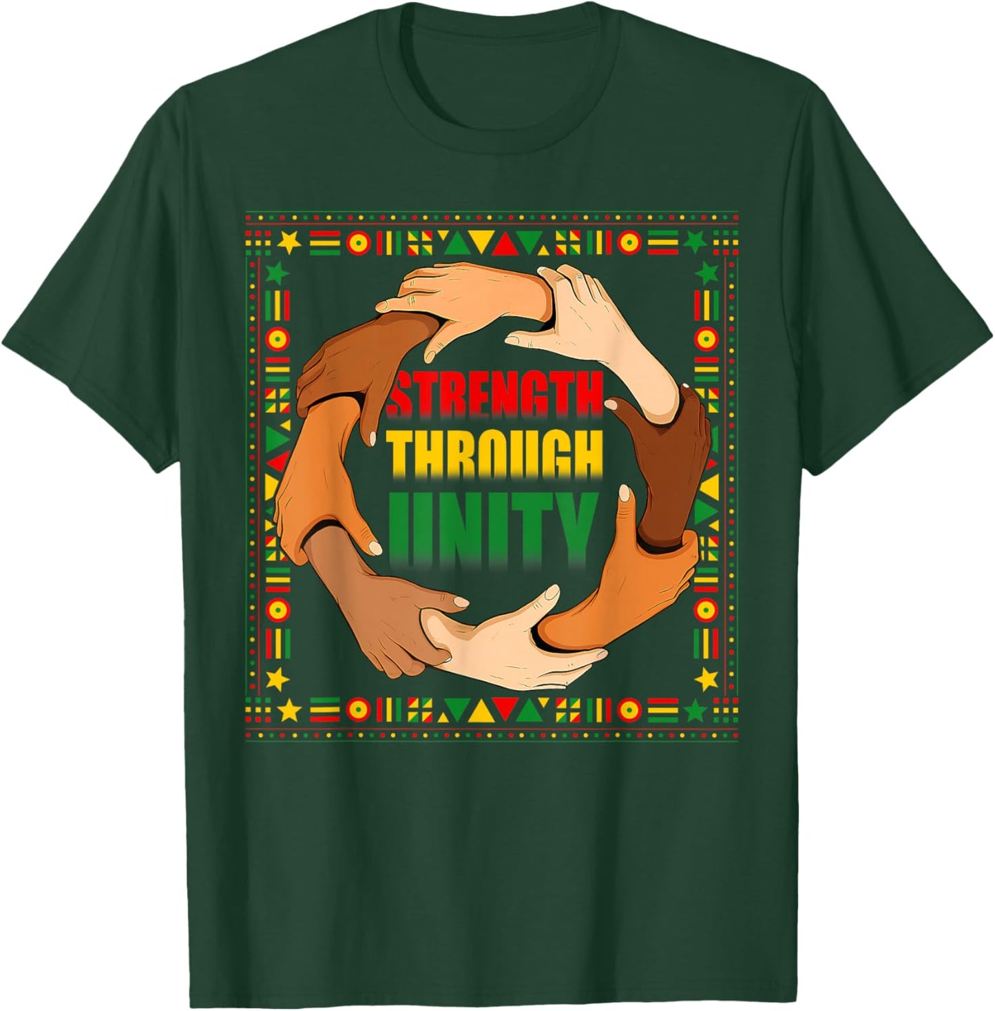 Strength Through Unity Black History Month Hands T-Shirt - T-Shirt | Forest