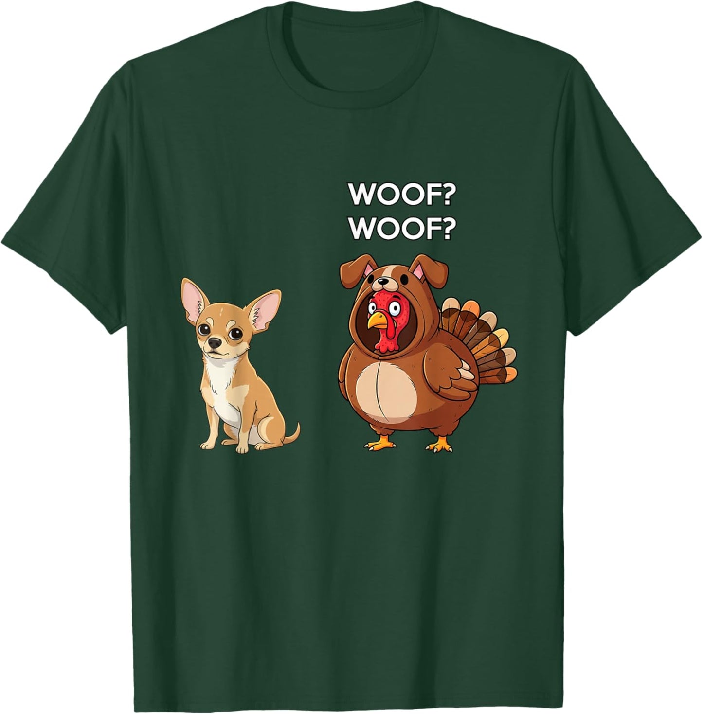 Funny Thanksgiving Chihuahua and Turkey T-Shirt - T-Shirt | Forest