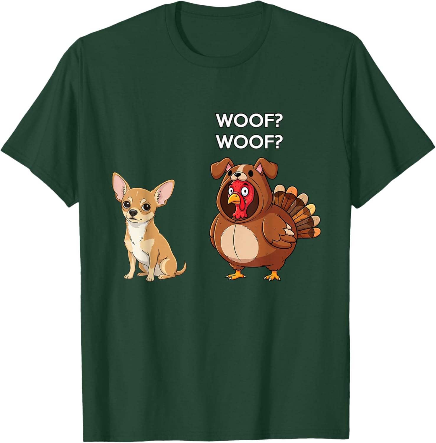 Funny Thanksgiving Chihuahua and Turkey T-Shirt - T-Shirt | Forest
