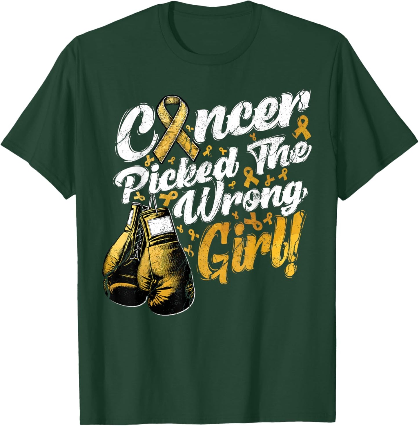 Childhood Cancer Picked The Wrong Girl Awareness Support T-Shirt - T-Shirt | Forest