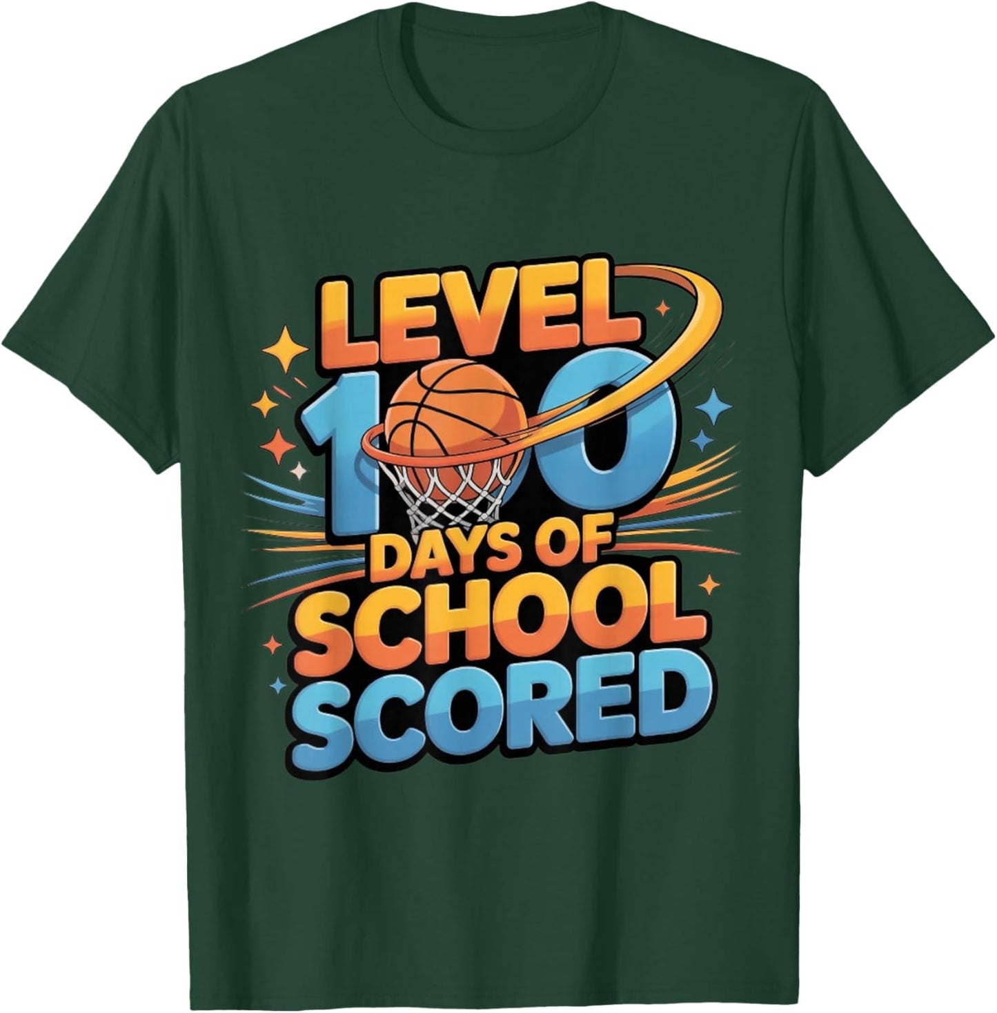 100 Days of School Basketball Boys Kids Scored Outfit T-Shirt - T-Shirt | Forest