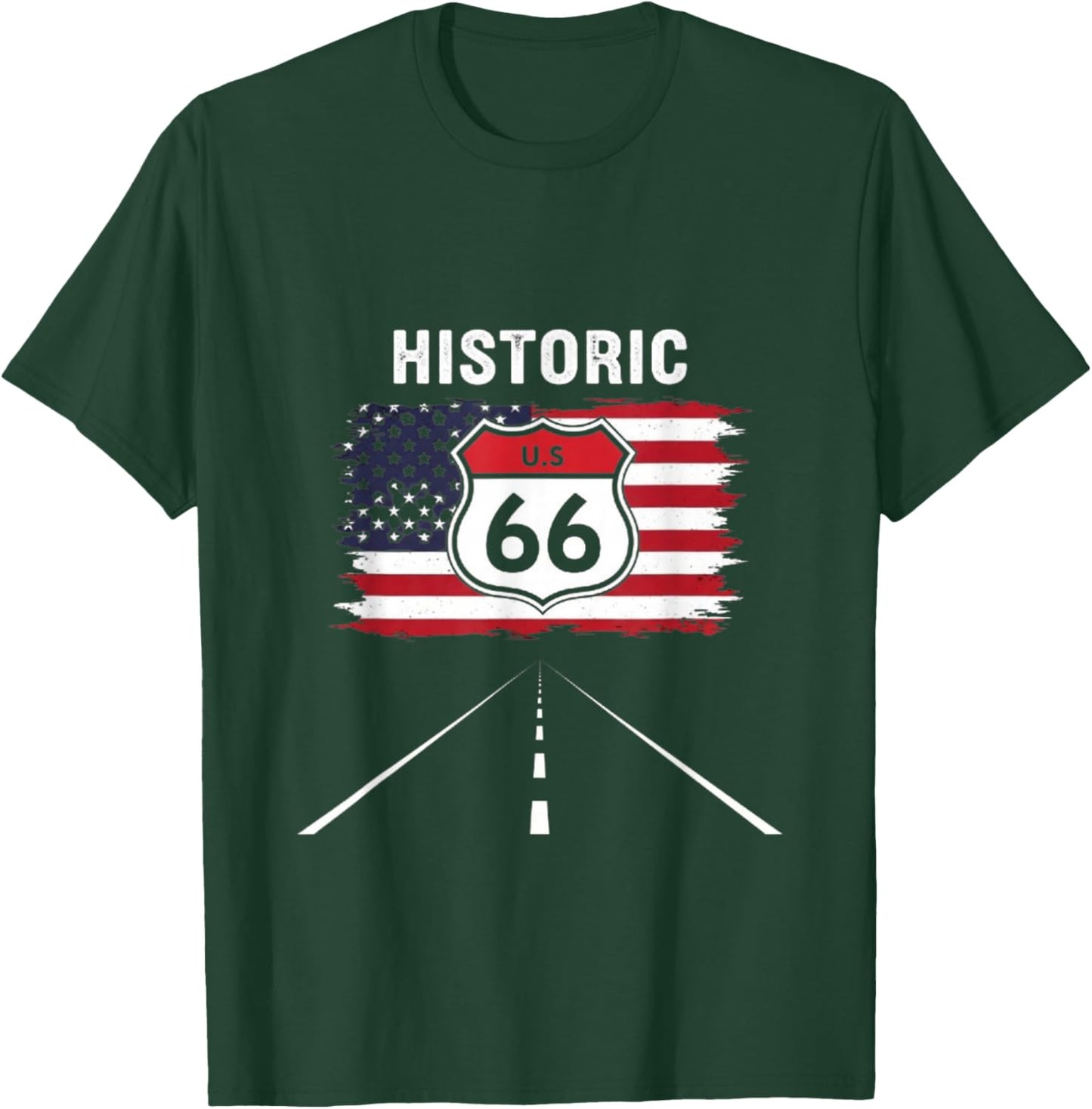 Historic U.S.A. 66 Highway Vintage America Road T-Shirt - T-Shirt | Forest