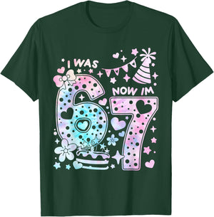 Happy 7th Birthday Girl I was 6 Now I'm 7 Kids 6 7 Birthday T-Shirt - T-Shirt | Forest