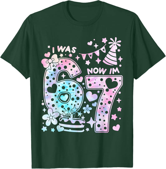Happy 7th Birthday Girl I was 6 Now I'm 7 Kids 6 7 Birthday T-Shirt - T-Shirt | Forest