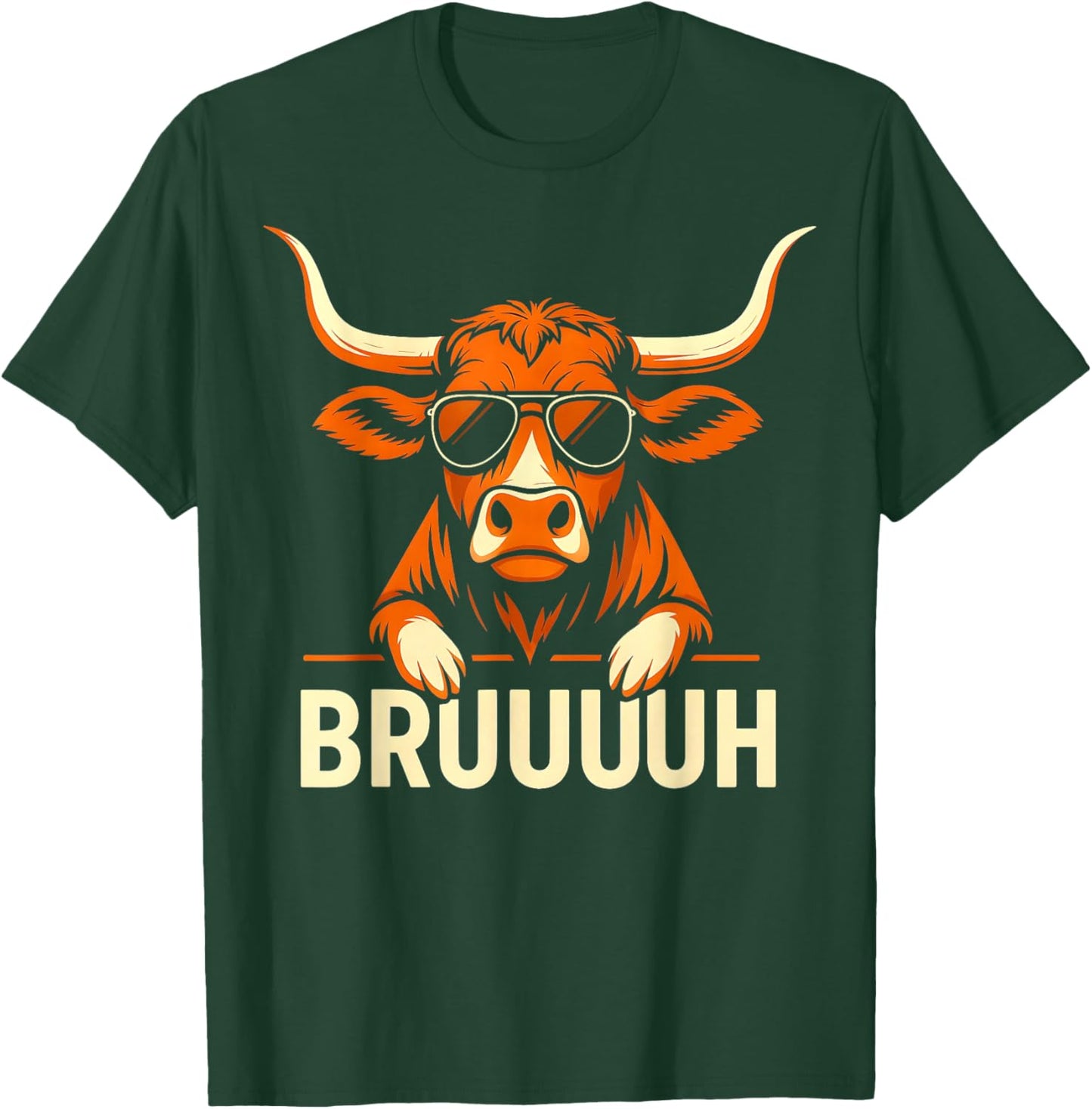 Vintage Retro Bruh Longhorn Meme Gift Women Kid T-Shirt - T-Shirt | Forest