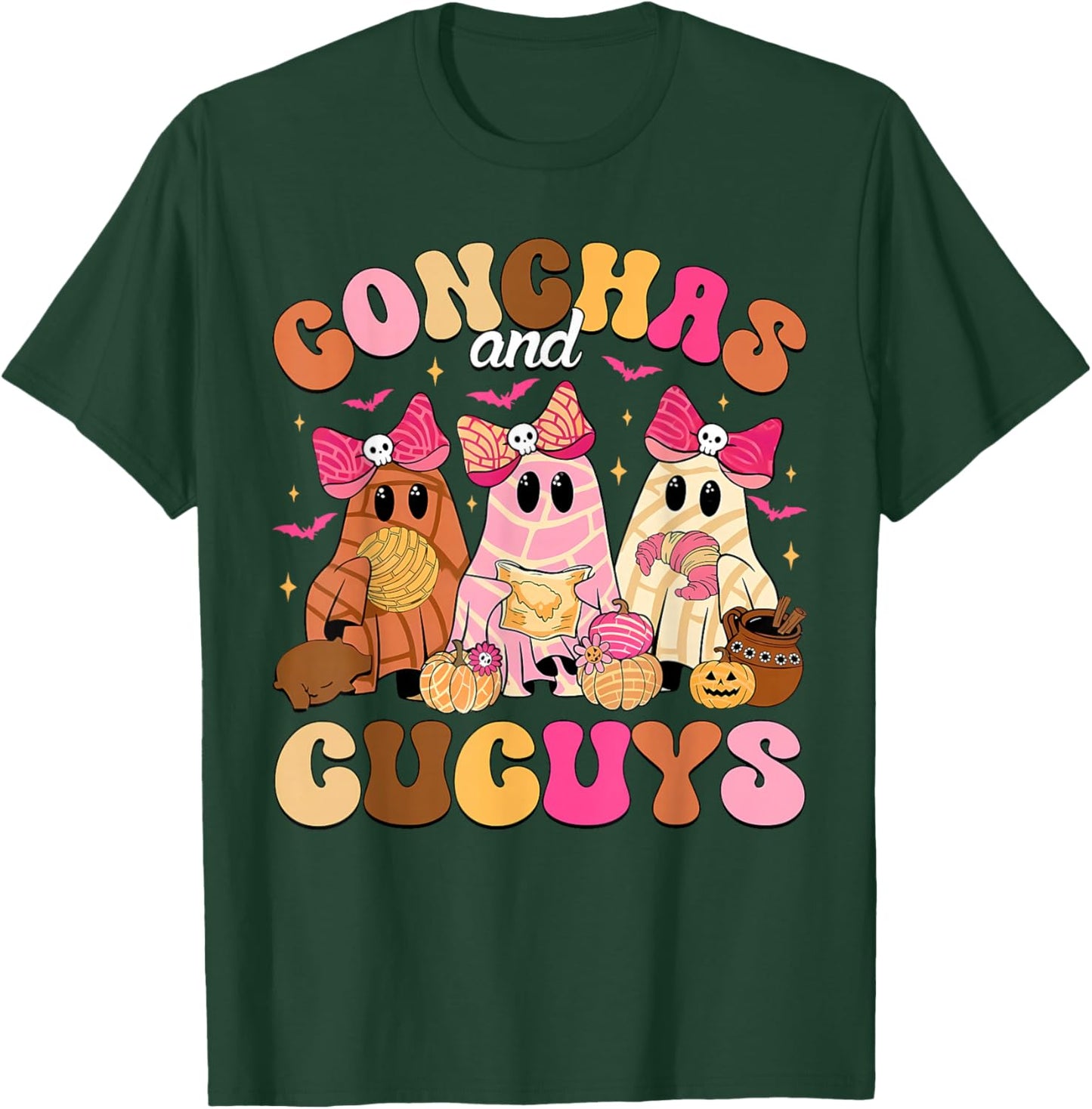 Cute Conchas and Cucuys Ghost Funny Mexican Halloween Ghost T-Shirt - T-Shirt | Forest