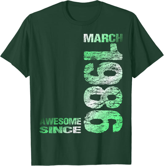 Awesome Since March 1986 Vintage 40. Birthday T-Shirt - T-Shirt | Forest