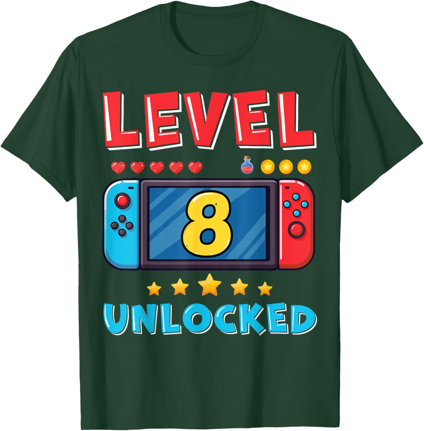 8 Year Old Bday Decorations Son Gamer Boy 8yr 8th Birthday T-Shirt - T-Shirt | Forest